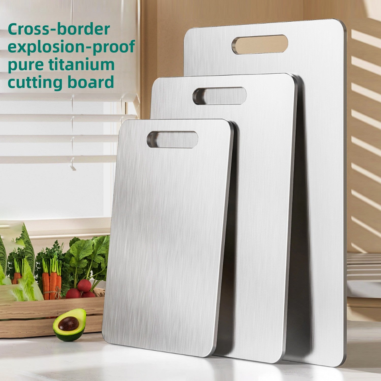 Pure titanium cross-border cutting board by The Domestic Artifact, double-sided, anti-mildew, household medical grade titanium board.