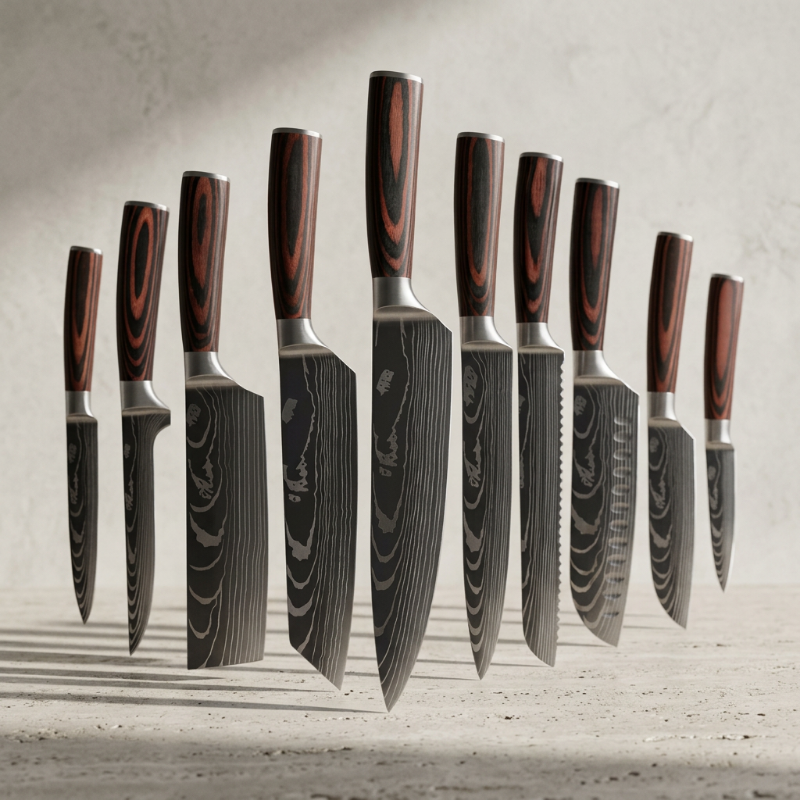 Damascus Steel Kitchen Knife Set — 8" Chef's Knife