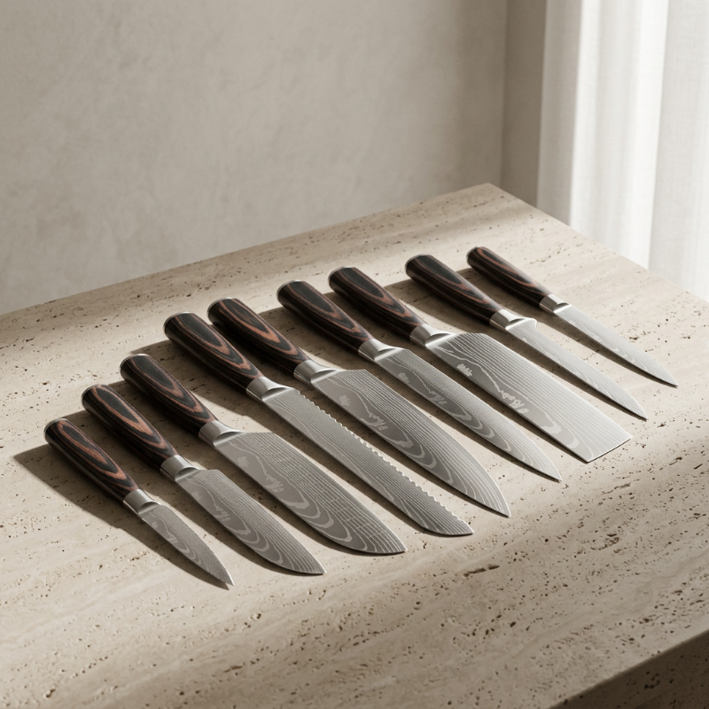 Damascus Steel Kitchen Knife Set — 8" Chef's Knife